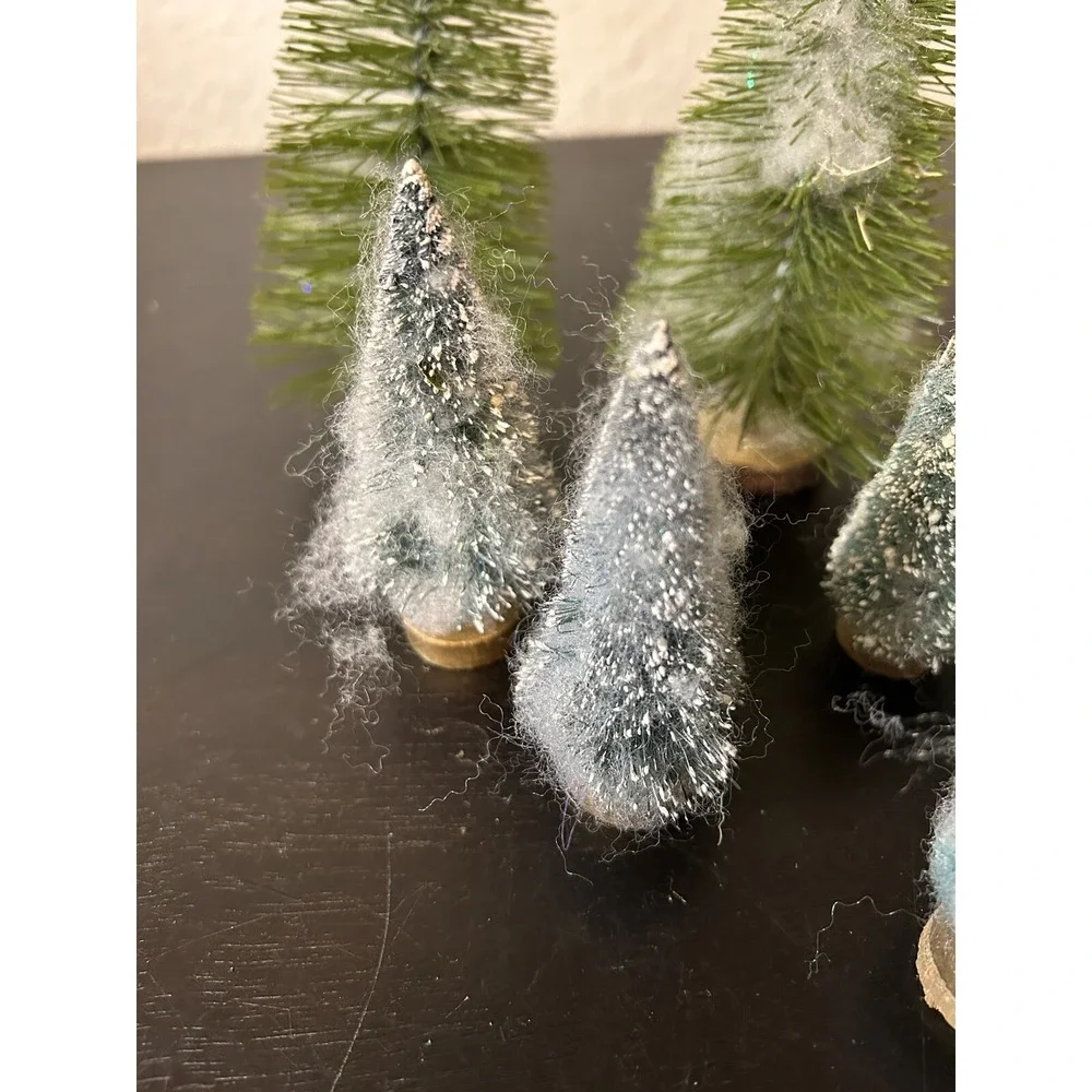 Set of 10 Unmarked Village Christmas Trees